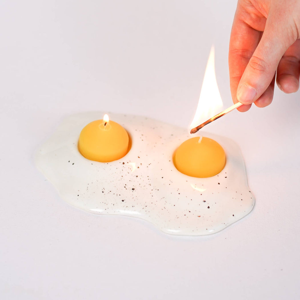 Ceramic Salt and Pepper Double Egg Tea Light Candle Holder