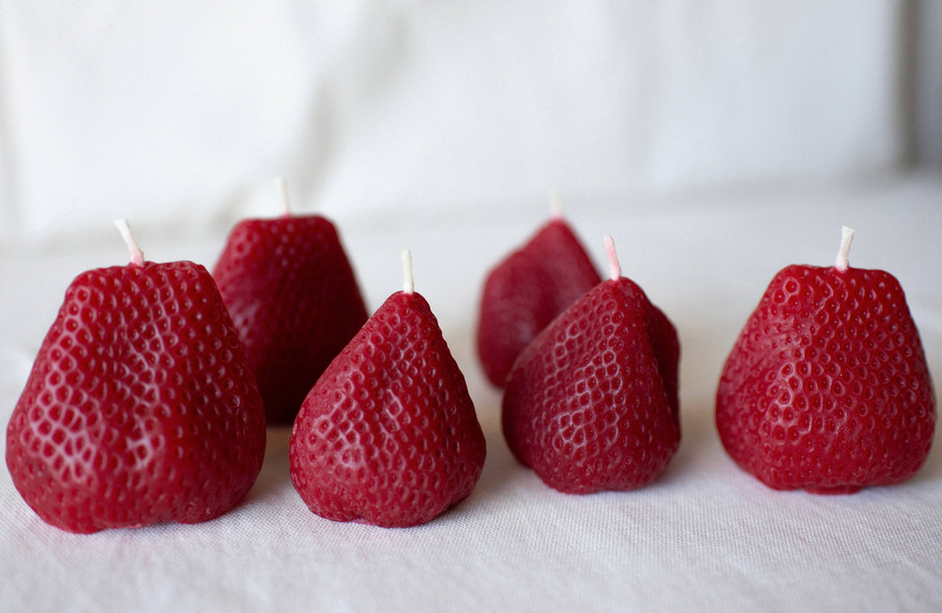 Large Strawberry Candles – Set of 2 