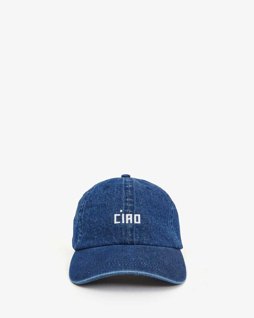 Baseball Hat – Navy Denim + Embroidered Cream Ciao