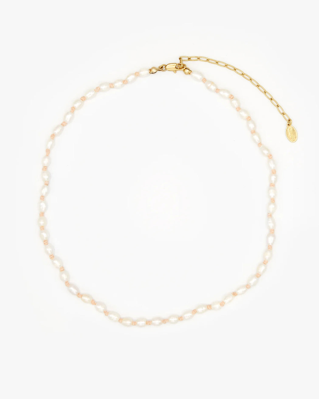 Freshwater Rice Pearl Necklace – Cream + Blush