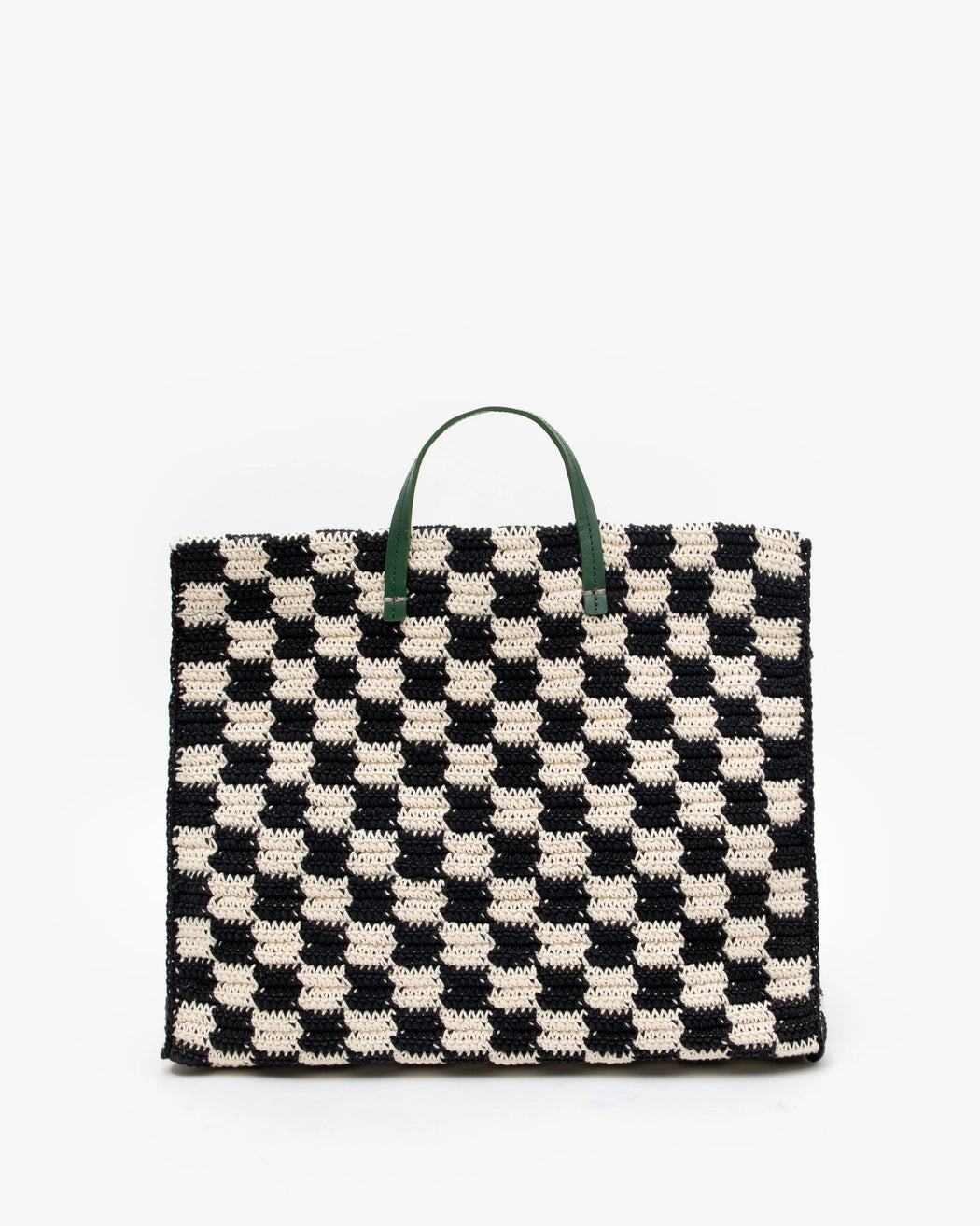 Summer Simple Tote – Black + Cream Crochet Checkers