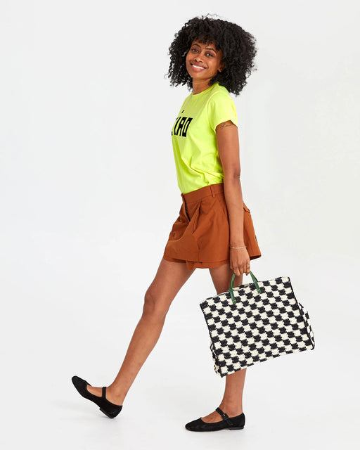 Summer Simple Tote – Black + Cream Crochet Checkers