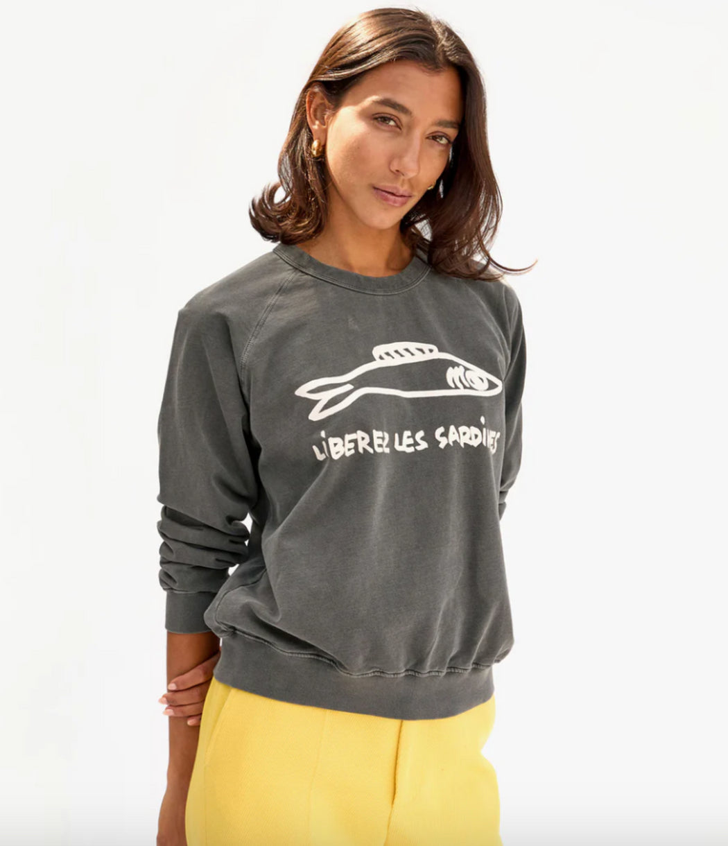 Sweatshirt – Faded Black w/ Cream Liberez Les Sardines