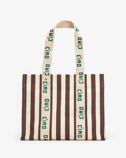 Noémie Tote – Mocha Striped + Natural Canvas