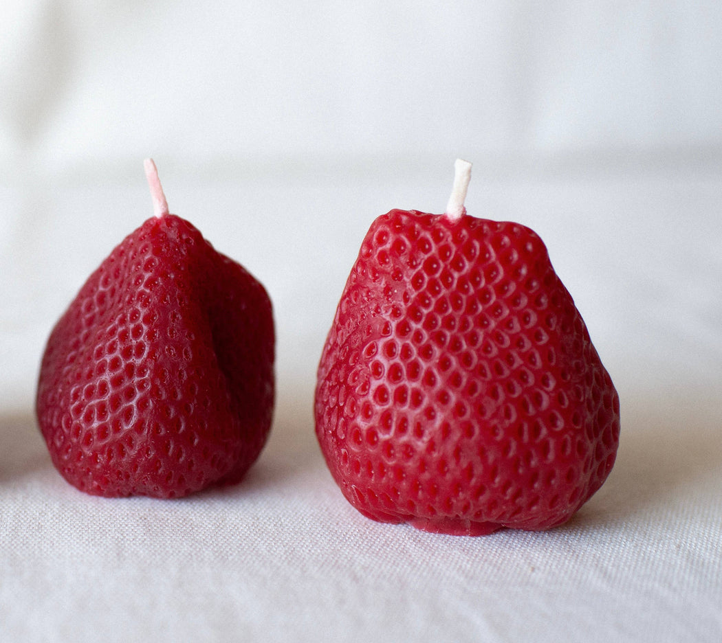 Large Strawberry Candles – Set of 2 