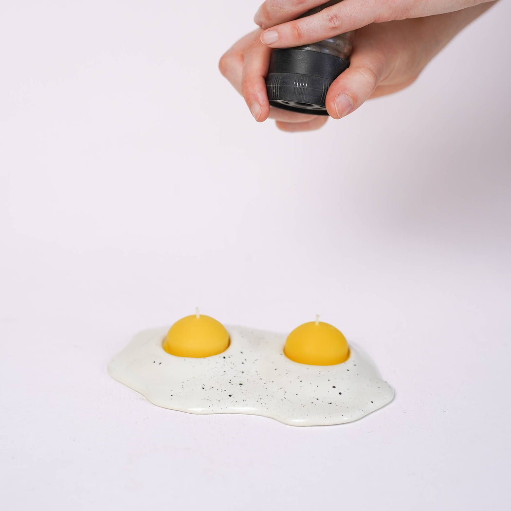 Ceramic Salt and Pepper Double Egg Tea Light Candle Holder